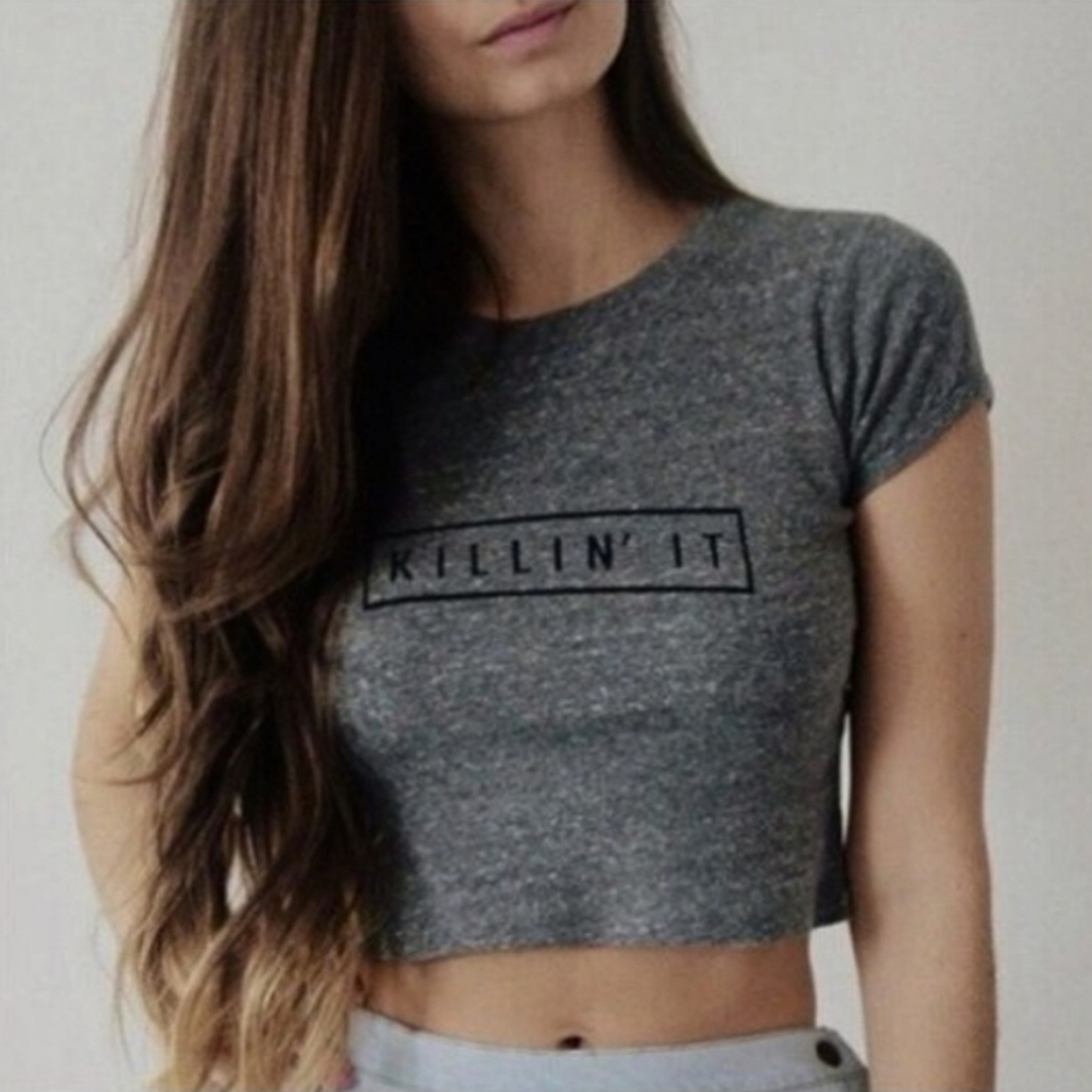 John Galt California | Killin It Crop Tee Navy Small